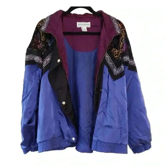 Vintage Westbound Sport Jacket Colorblock Brocade 90s Med Colorful Boho Gypsy - Picture 1 of 9